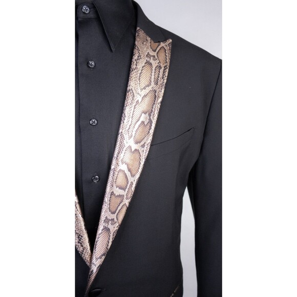 J Ferrar SLIM Tuxedo Blazer Tuxedo Jacket Coat Sz 48R Snake Pattern Two Button - Picture 4 of 13